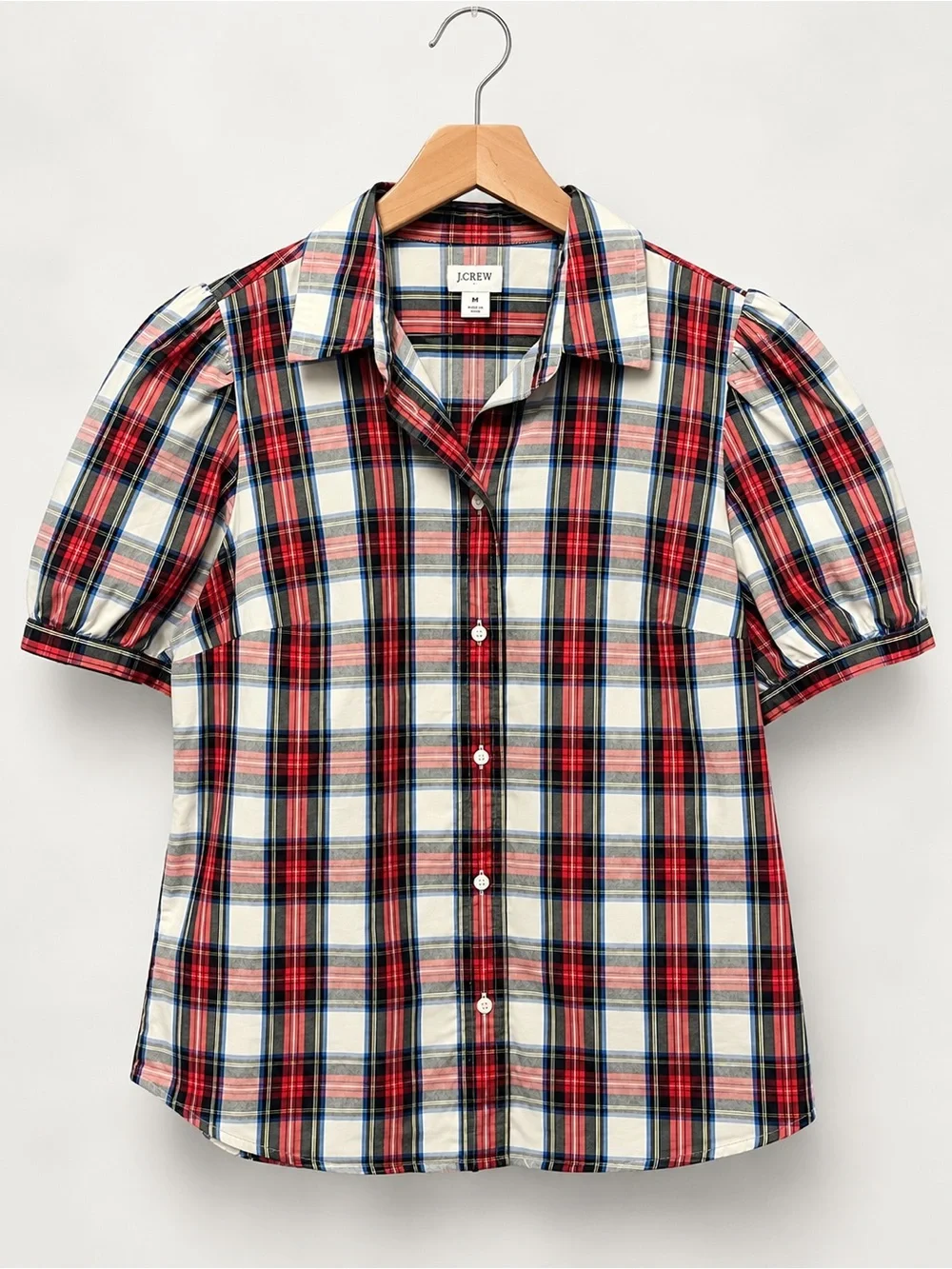 J. Crew Plaid Puff-Sleeve Button-Down Shirt (rack)